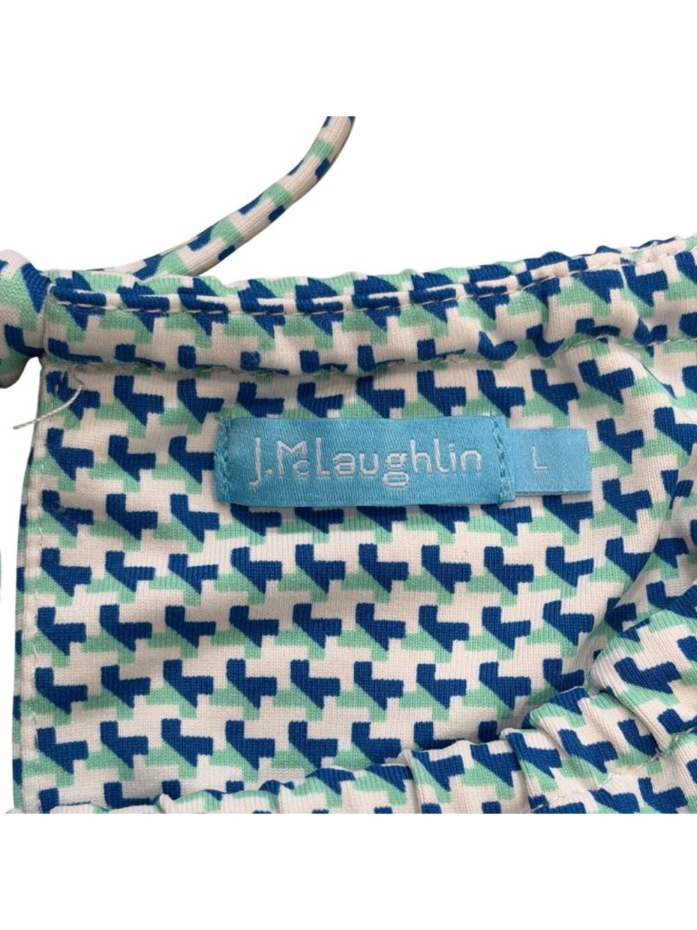 J. McLaughlin Womens Size L Dress Sleeveless Blue White Houndstooth - Picture 4 of 8